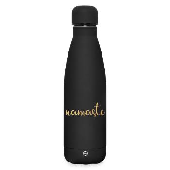 namaste meditate Yoga Yogi Gold manuscript om - Matte Insulated Water Bottle 500 ml - black - Front