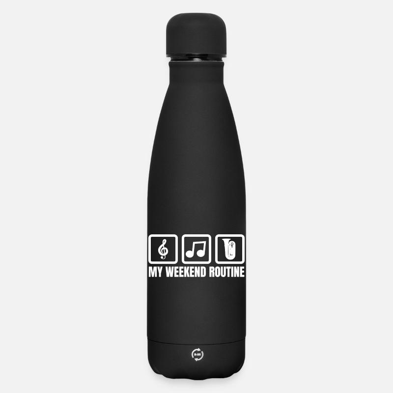 Tuba Spieler Wochenende - Matte Panorama Thermosflasche 500 ml - Schwarz