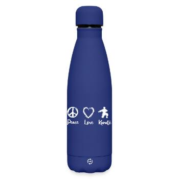 Peace Love Karate - Matte Thermosflasche 500 ml - Dunkelblau  - Vorne