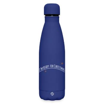 now im ready for christmas > Vectorgraphic - Matte Thermosflasche 500 ml - Dunkelblau  - Vorne