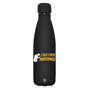 Talking to Socks | Sock Puppet Humor - Matte Insulated Water Bottle 500 ml - black - Front
