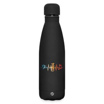 Euphonium Herzschlag Blasmusik Musiker - Matte Thermosflasche 500 ml - Schwarz - Vorne