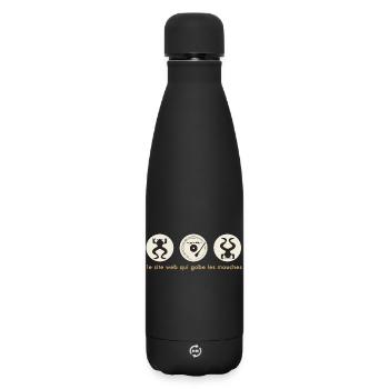 Frog DJ Circle Badge - Matte Insulated Water Bottle 500 ml - black - Front