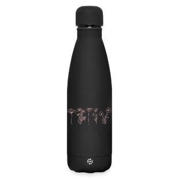 Fleurs sauvages minimalistes, art floral bohème - Bouteille isotherme SOFT TOUCH 500 ml - noir - Devant