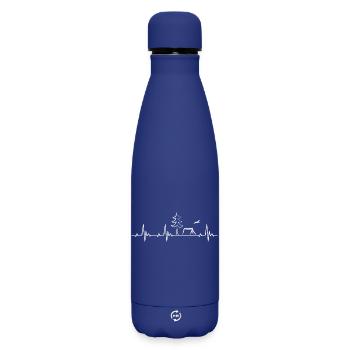 Camping Heartbeat for Camp Lovers - Matte Insulated Water Bottle 500 ml - dark blue  - Front
