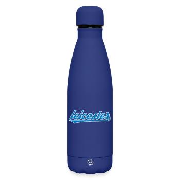 Leicester Blue Script Design - Matte Insulated Water Bottle 500 ml - dark blue  - Front