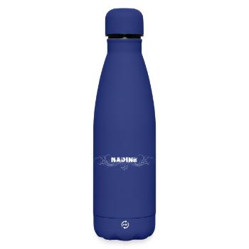 NADINE Schriftzug mit Zierlinien - Matte Thermosflasche 500 ml - Dunkelblau  - Vorne