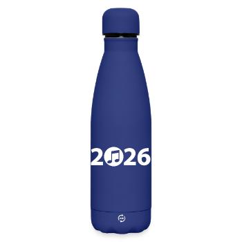 Note musicale 2026, Festival de musique 2026 - Bouteille isotherme SOFT TOUCH 500 ml - bleu foncé  - Devant
