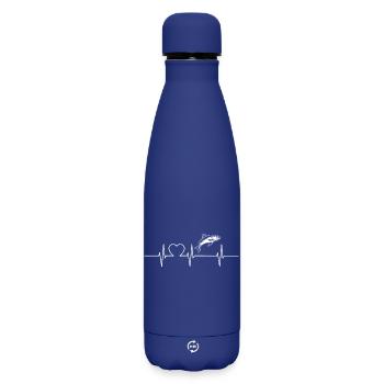 Lachse Lachs - Matte Thermosflasche 500 ml - Dunkelblau  - Vorne