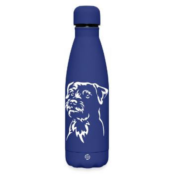Border Terrier Head « Black Edition » - Bouteille isotherme SOFT TOUCH 500 ml - bleu foncé  - Devant