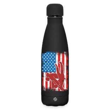Judo USA Flagge - Matte Thermosflasche 500 ml - Schwarz - Vorne