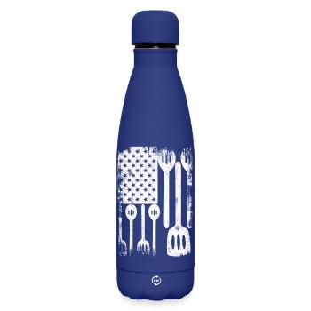 4th of July USA Cooking - Matte Insulated Water Bottle 500 ml - dark blue  - Front