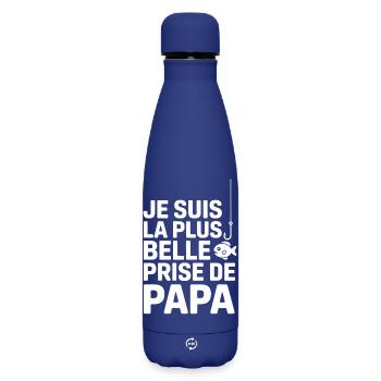 Humor Baby Bodysuit – Dad's 🎣 Most Beautiful Catch - Matte Insulated Water Bottle 500 ml - dark blue  - Front