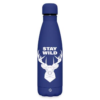 stay wild - Matte Insulated Water Bottle 500 ml - dark blue  - Front