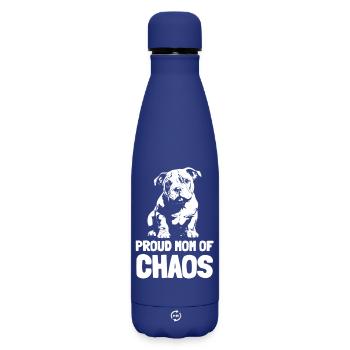 Proud Mom of Chaos Puppy Motif - Matte Insulated Water Bottle 500 ml - dark blue  - Front