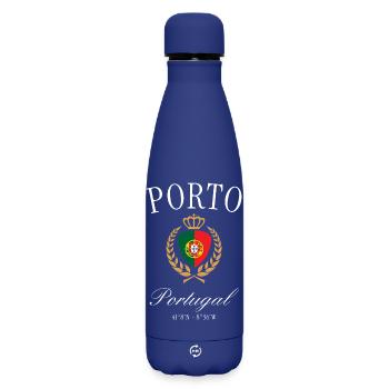 Porto Portugal Wappen Krone – Reise Souvenir - Matte Thermosflasche 500 ml - Dunkelblau  - Vorne