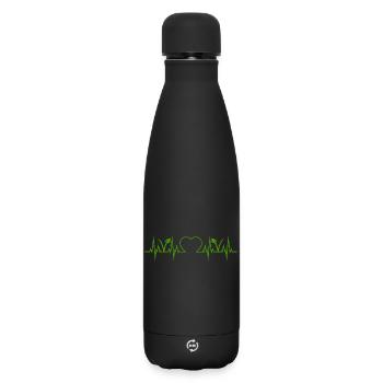 Vegan Vegetarian Heartbeat - Matte Insulated Water Bottle 500 ml - black - Front