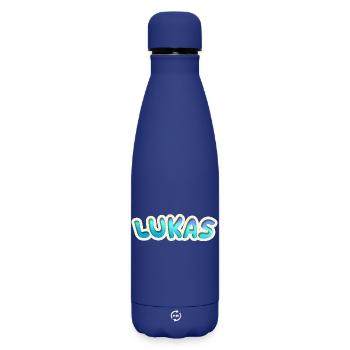 Cadeau pour Lukas - Bouteille isotherme SOFT TOUCH 500 ml - bleu foncé  - Devant