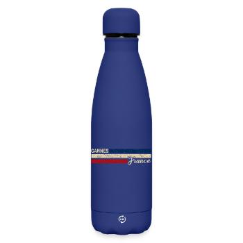 France - Cannes - France - Flag - Stripes - Matte Insulated Water Bottle 500 ml - dark blue  - Front