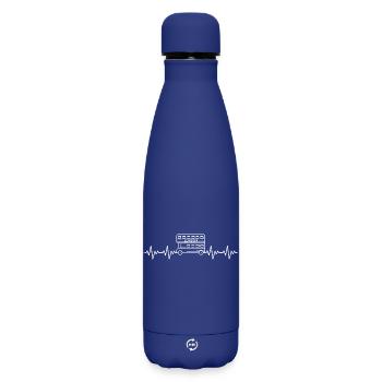 Battement de cœur de l’ECG du bus London Doppedecker - Bouteille isotherme SOFT TOUCH 500 ml - bleu foncé  - Devant