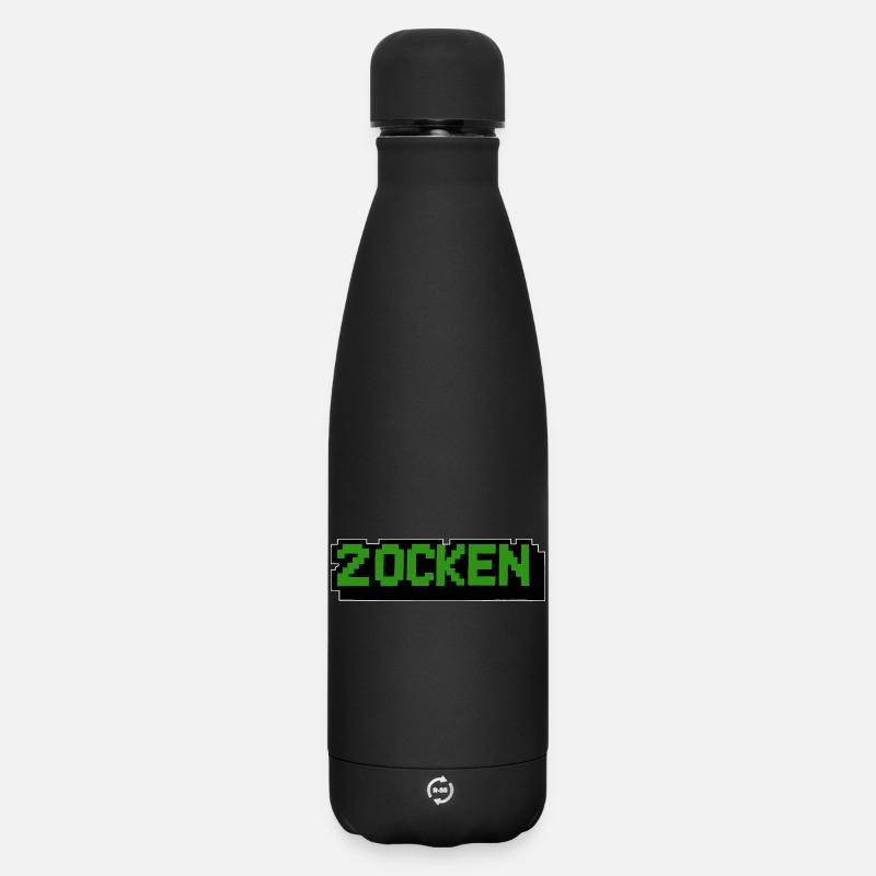 Lettering Zocken Retro Computer - Matte Insulated Water Bottle 500 ml - black