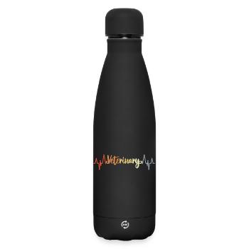Retro Veterinär Herzlinie - Matte Thermosflasche 500 ml - Schwarz - Vorne