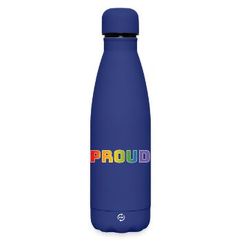 Regenbogen proud weiss - Matte Thermosflasche 500 ml - Dunkelblau  - Vorne