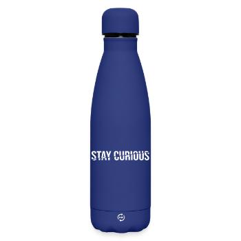 Restez curieux - Déclaration disant - Bouteille isotherme SOFT TOUCH 500 ml - bleu foncé  - Devant