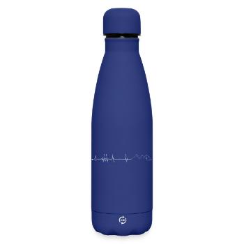 Heartbeat mountain - Matte Insulated Water Bottle 500 ml - dark blue  - Front