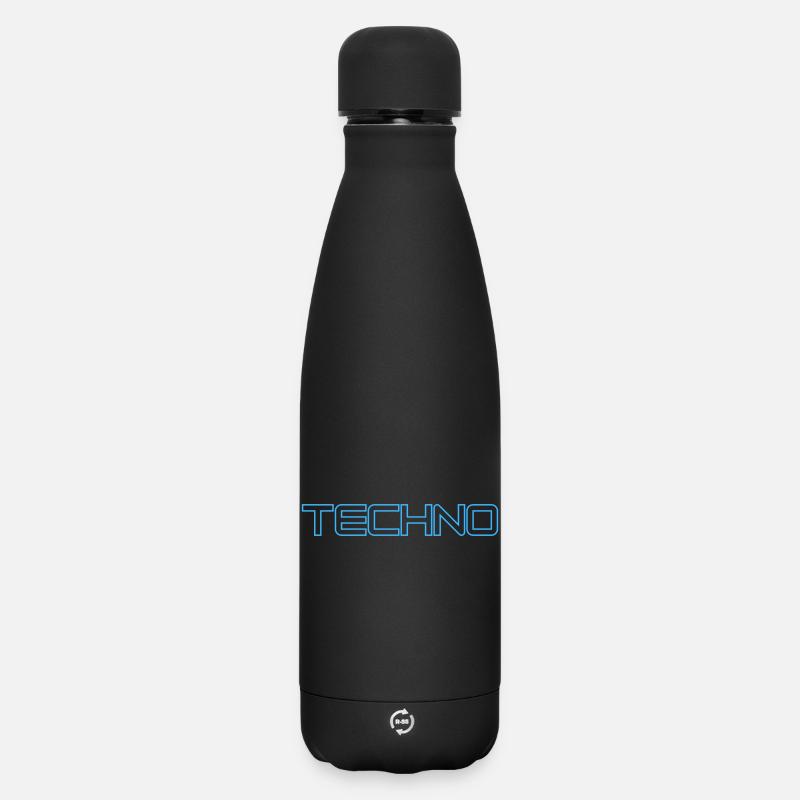 Design techno futuriste avec des lignes néon - Bouteille isotherme SOFT TOUCH 500 ml - noir