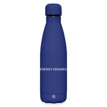 Énergie drainée – Conception minimale du texte - Bouteille isotherme SOFT TOUCH 500 ml - bleu foncé  - Devant