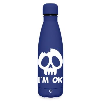 Mir geht es gut (weiß) - Matte Thermosflasche 500 ml - Dunkelblau  - Vorne