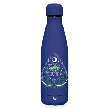 Green Witch Planchette Cauldron Witch Hat - Matte Insulated Water Bottle 500 ml - dark blue  - Front
