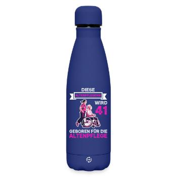 Altenpflegerin 41 Geburtstag Altenpflege 41 Jahre - Matte Thermosflasche 500 ml - Dunkelblau  - Vorne
