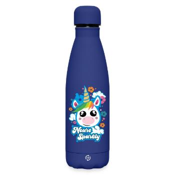 Neuro Sparkly Cute Unicorn - Matte Insulated Water Bottle 500 ml - dark blue  - Front