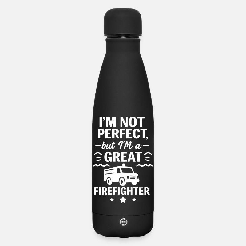 Super Firefighter Hero - Matte Insulated Water Bottle 500 ml - black