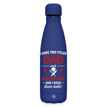 Dad Pastry Chef Two Titles Funny - Matte Insulated Water Bottle 500 ml - dark blue  - Front