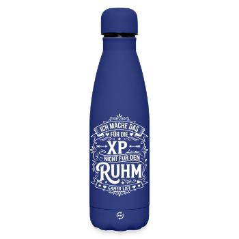 XP statt Ruhm – Gamer Lebensgefühl - Matte Thermosflasche 500 ml - Dunkelblau  - Vorne