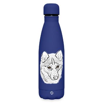 Wolfskopf Line Study - Matte Insulated Water Bottle 500 ml - dark blue  - Front