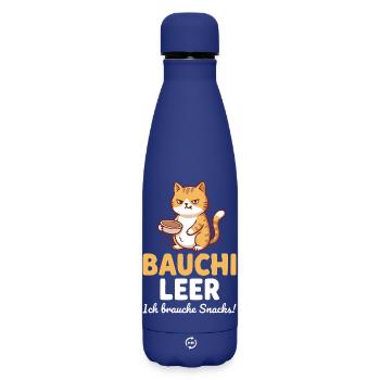 Bauchi leer Katze mit Kaffee - Matte Thermosflasche 500 ml - Dunkelblau  - Vorne