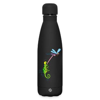 Chamäleon und Libellen - Matte Thermosflasche 500 ml - Schwarz - Vorne