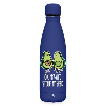 Meine Frau hat meine Saatgut-Schwangerschaftsmeldung gestohlen - Matte Thermosflasche 500 ml - Dunkelblau  - Vorne