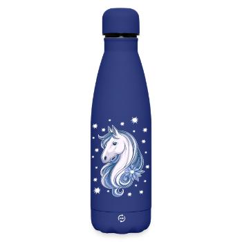 Cheval avec des étoiles - Bouteille isotherme SOFT TOUCH 500 ml - bleu foncé  - Devant