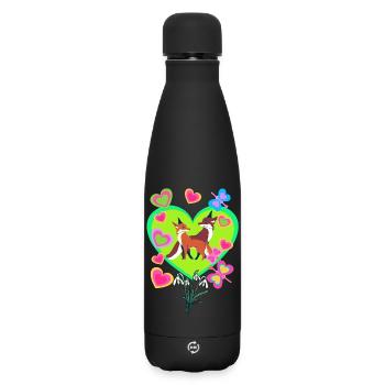 Renard rétro Renards Vintage des années 80 des années 90 Renarde - Bouteille isotherme SOFT TOUCH 500 ml - noir - Devant