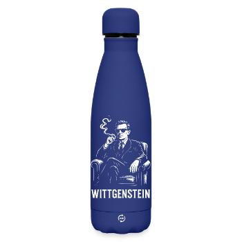 Wittgenstein philosopher Silhouette Smoking - Matte Insulated Water Bottle 500 ml - dark blue  - Front