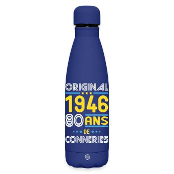 Original – 1946 – 80 Jahre - Matte Thermosflasche 500 ml - Dunkelblau  - Vorne