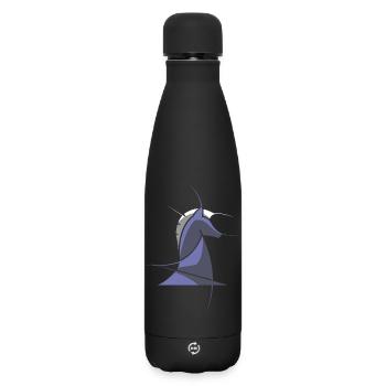 Schachpferd modern – Abstraktes Chess Design - Matte Thermosflasche 500 ml - Schwarz - Vorne