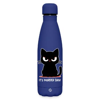 Murder Day (dark) - Matte Insulated Water Bottle 500 ml - dark blue  - Front