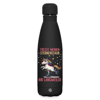 Rollschuh Einhorn - Matte Thermosflasche 500 ml - Schwarz - Vorne