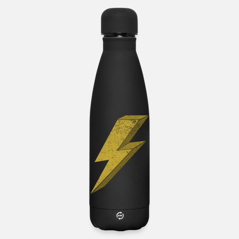 Dynamic Flash in Gold 3D - Matte Insulated Water Bottle 500 ml - black